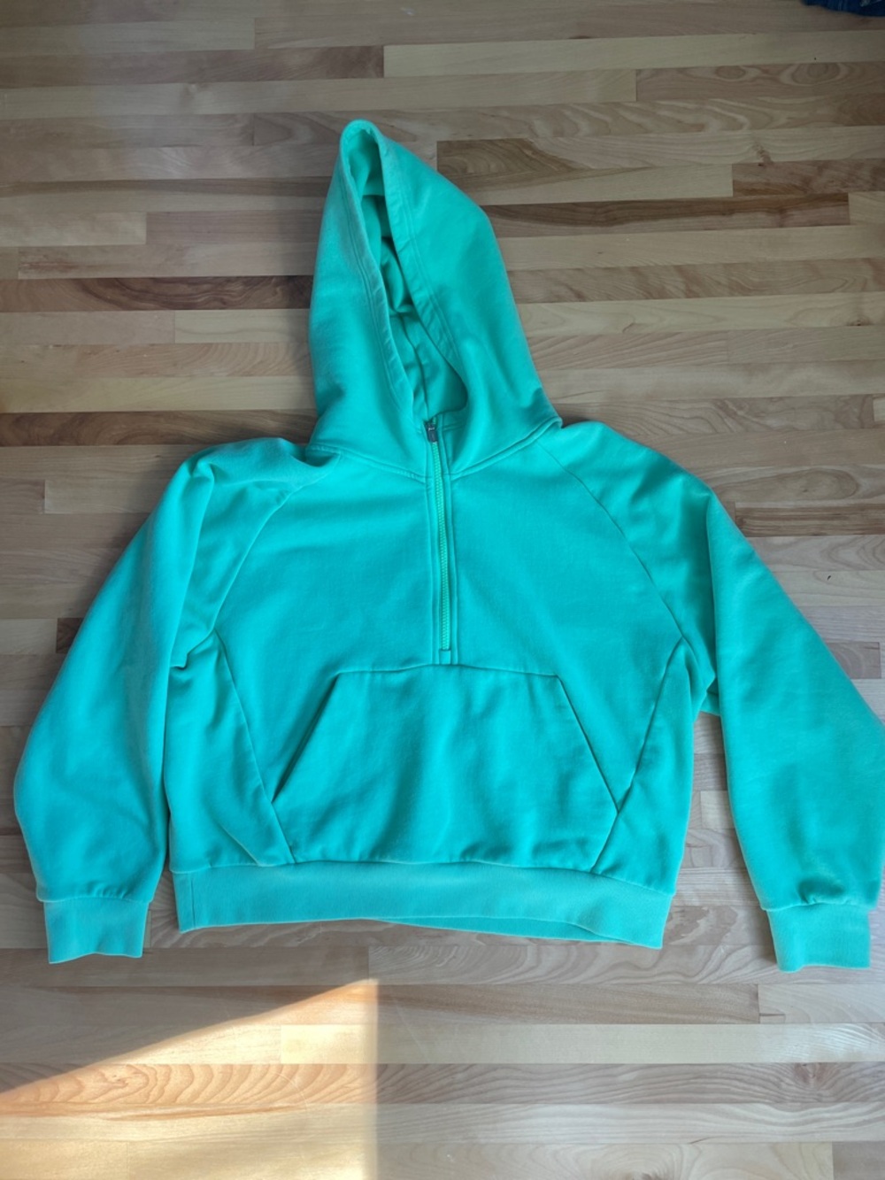 Athleta Bright Green Half-Zip Hoodie Size Large